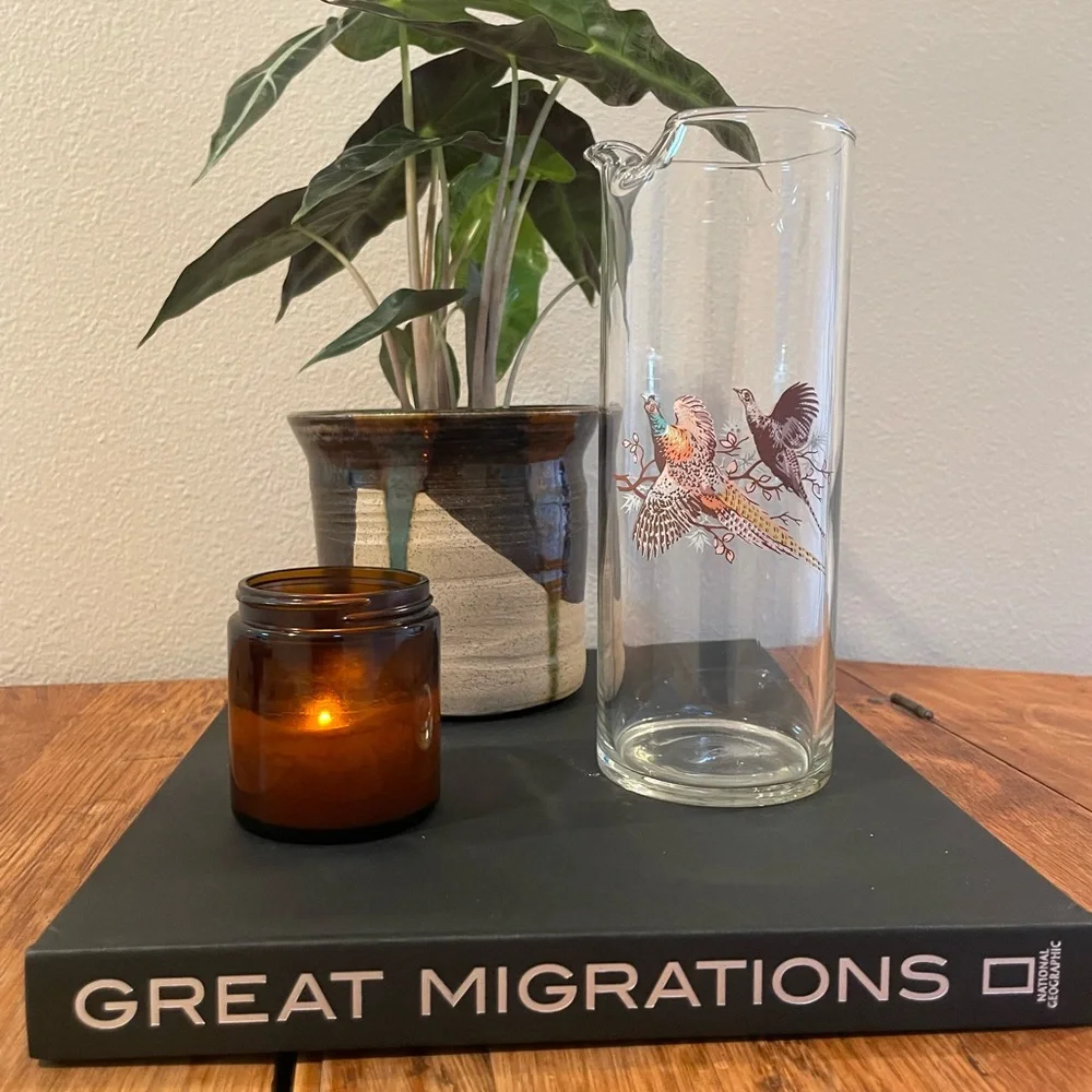 Vintage Mid Century Martini Pitcher – Pheasants in Flight